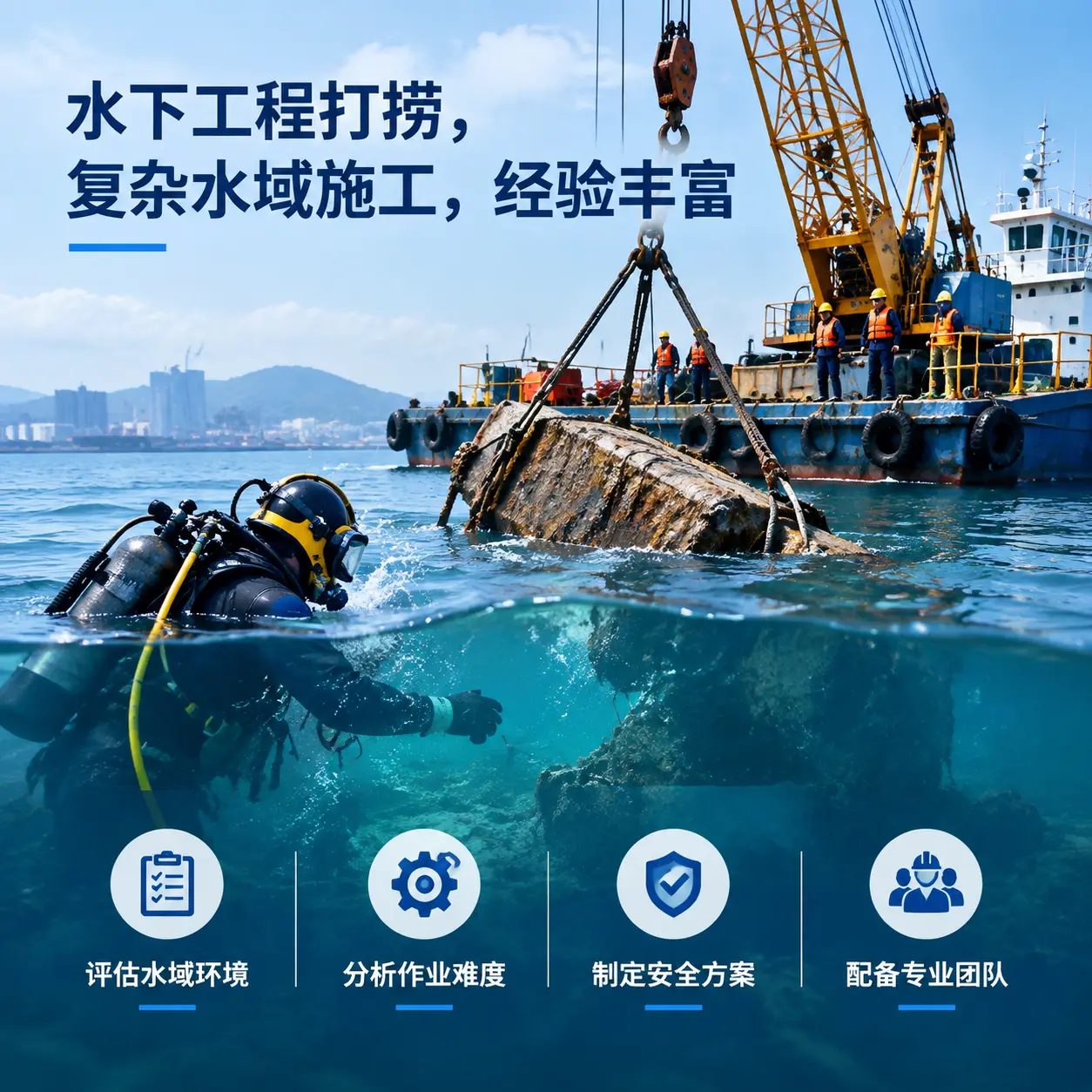 水下工程打捞,复杂水域施工,经验丰富容县